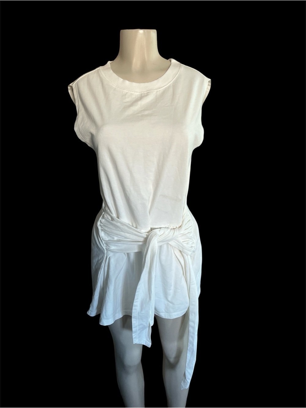 White Sleeveless Wrap Mini Dress